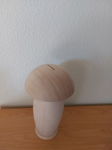 Spardose groß holz pilz roh - spardose,