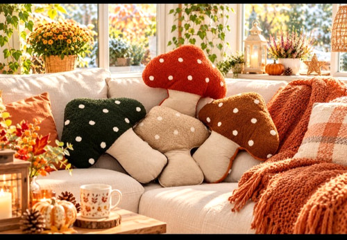 Herbst kissen pilz deko figur - herbst,